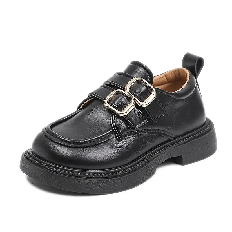 Kids Fashion Shoes Retro Hook&loop Girls Leather Shoes Non-slip Soft Sole 2025 New Boys Uniform School Shoes British Style Chic