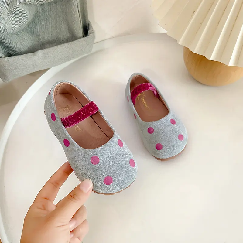 Girls Polka Dots Shoes Kids Flats Leather Shoes Slip-on Fashion Kids Princess Moccasins Shoes Candy Color Non-slip Spring Autumn
