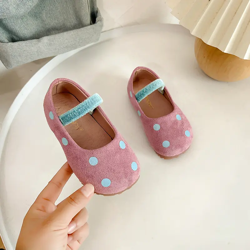 Girls Polka Dots Shoes Kids Flats Leather Shoes Slip-on Fashion Kids Princess Moccasins Shoes Candy Color Non-slip Spring Autumn