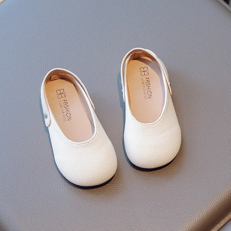 Girls Chic Leather Shoes Soft PU Slip-on 2 in 1 Slippers Kids Princess Sweet Flats Solid Color Fashion Spring Summer Kids Shoes