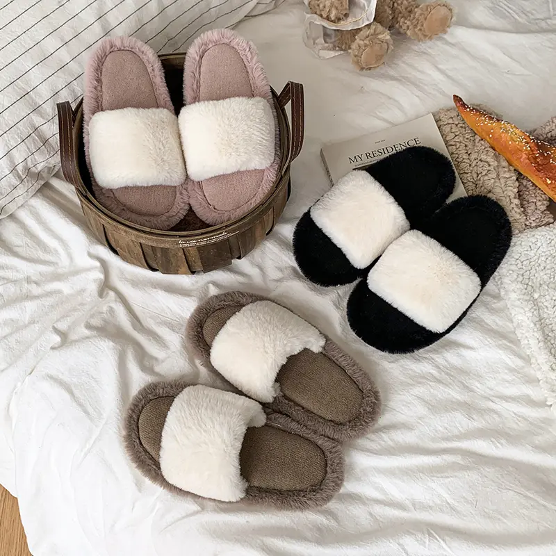 2025 Childen Casual Shoes for Girls Winter New Fashion Korean Style Soft Bottom Anti-slippery Versatile Keep Warm Plush Slippers