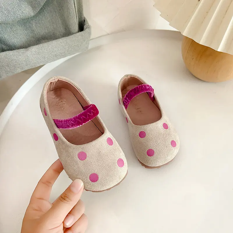 Girls Polka Dots Shoes Kids Flats Leather Shoes Slip-on Fashion Kids Princess Moccasins Shoes Candy Color Non-slip Spring Autumn