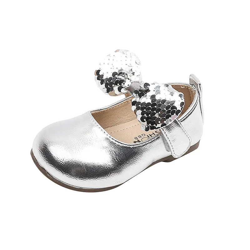 Baby Girls Walking Shoes Shiny Sequin Kids Flat Shoes Round Toes Sweet 2025 Autumn New Toddler MaryJanes Soft Bottom Comfortable