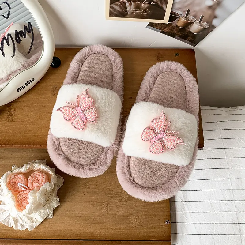 2025 Children Casual Cotton Slippers for Girls Winter New Fashion Korean Style Soft Bottom Non-slip Versatile Keep Warm Shoes