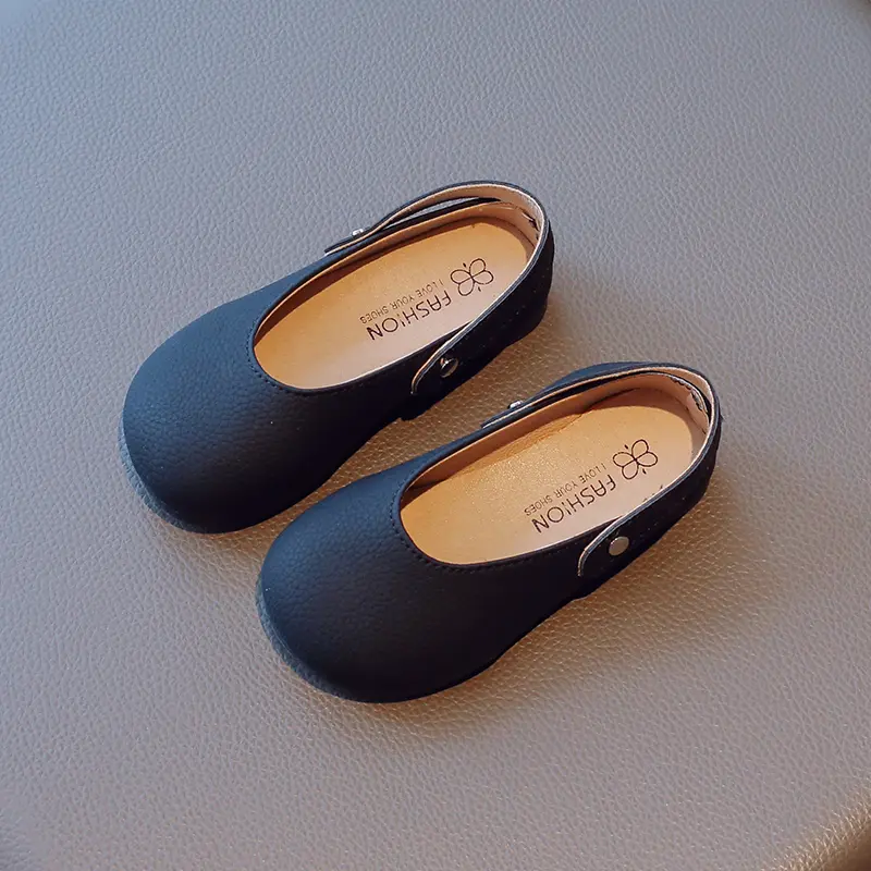 Girls Chic Leather Shoes Soft PU Slip-on 2 in 1 Slippers Kids Princess Sweet Flats Solid Color Fashion Spring Summer Kids Shoes