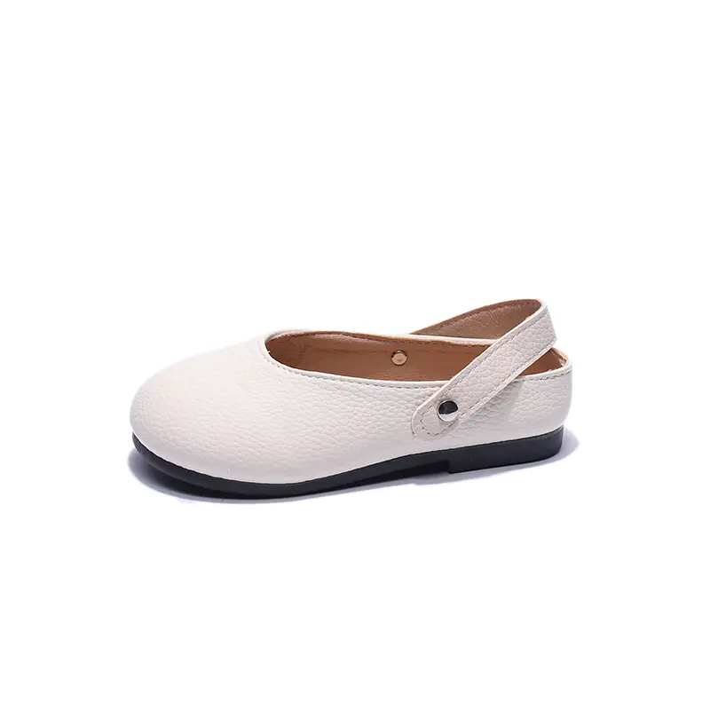 Girls Chic Leather Shoes Soft PU Slip-on 2 in 1 Slippers Kids Princess Sweet Flats Solid Color Fashion Spring Summer Kids Shoes