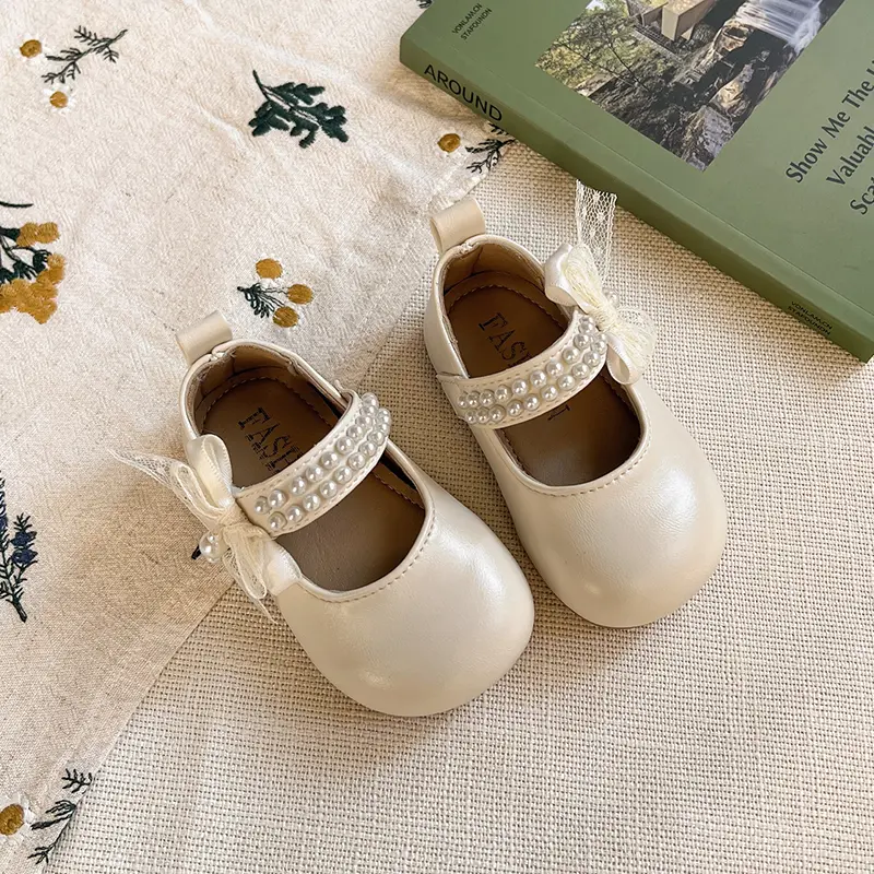 Baby Walking Shoes Soild Color Versatile Kids Flat Shoes Round Toes 2025 Spring Autumn New Girls Princess MaryJanes Size 15-25