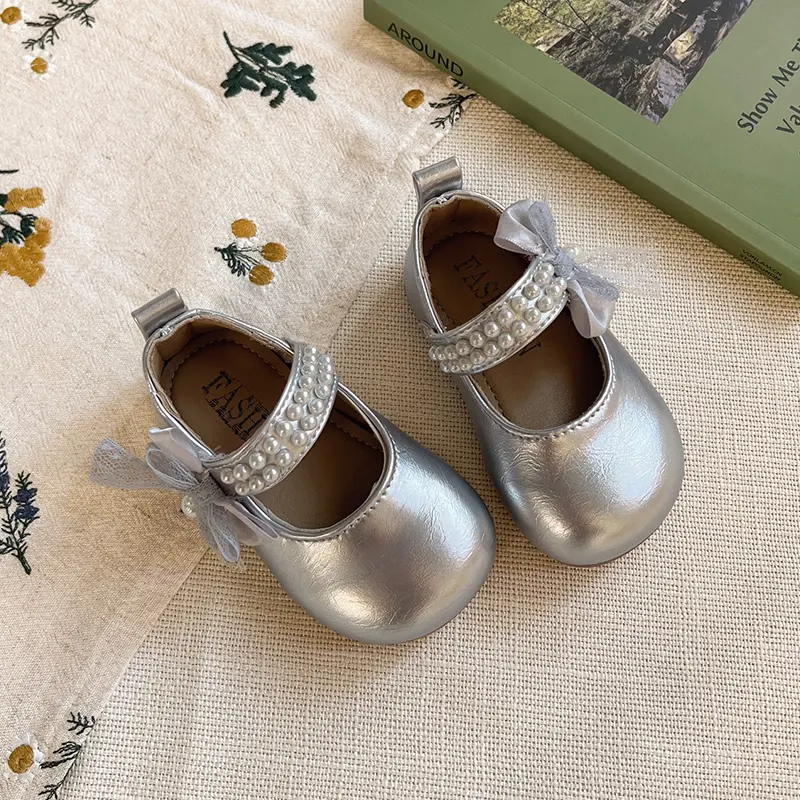 Baby Walking Shoes Soild Color Versatile Kids Flat Shoes Round Toes 2025 Spring Autumn New Girls Princess MaryJanes Size 15-25