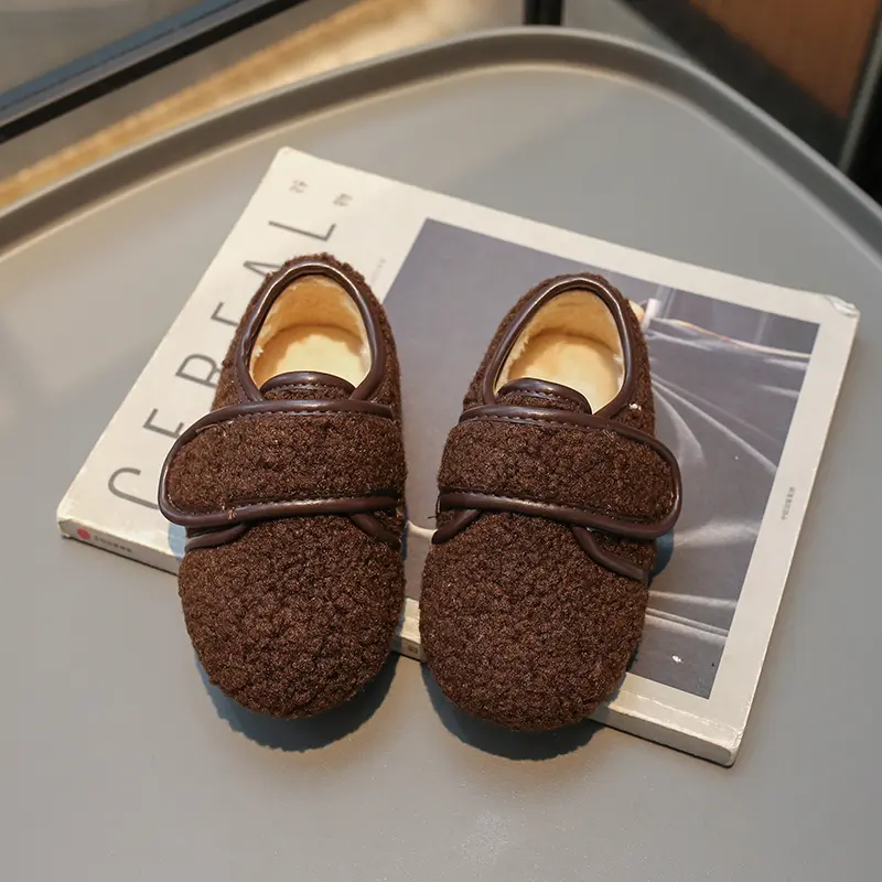 Kids' Winter Shoes Classic Simple Girls Causal Cotton Shoes Fashion Warm Fluffy Children Flat Moccasin Shoes for Boys Round-toe