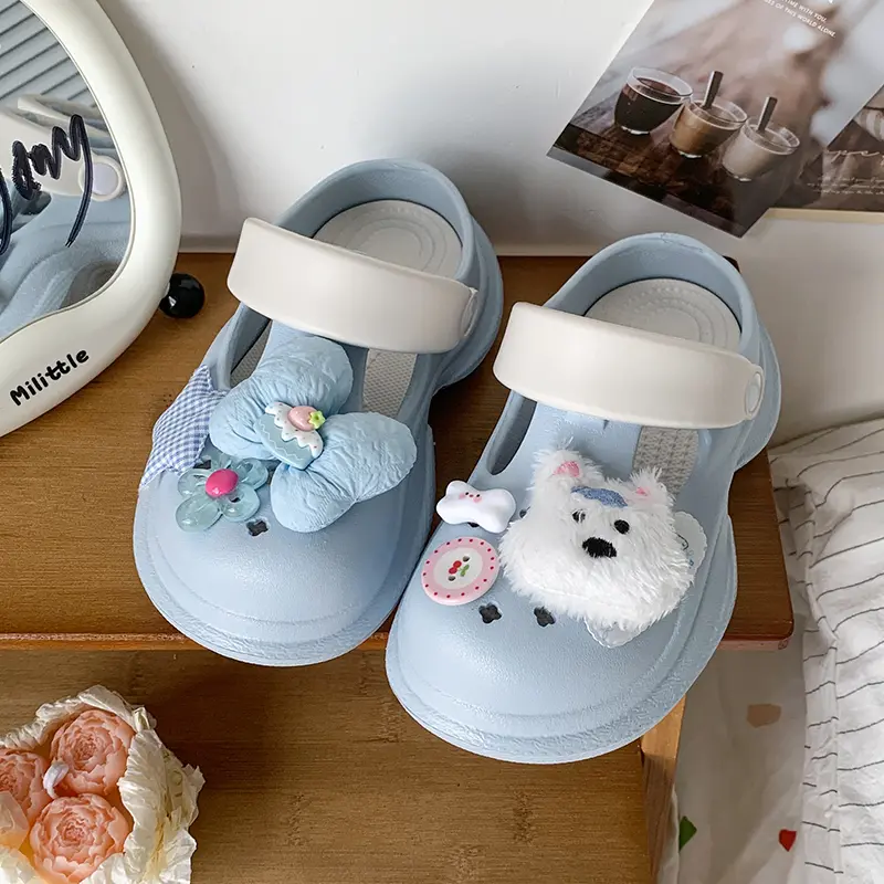 2025 Children Casual Slippers for Girls Summer New Fashion Korean Style Soft Bottom Anti-slippery Versatile Cut-outs Beach Shoes