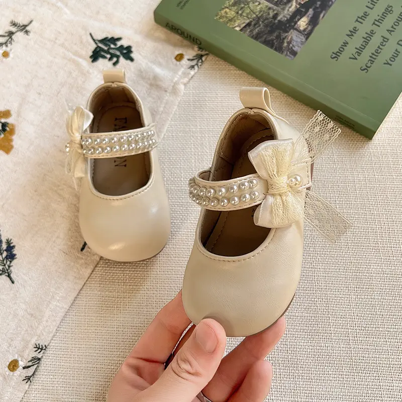 Baby Walking Shoes Soild Color Versatile Kids Flat Shoes Round Toes 2025 Spring Autumn New Girls Princess MaryJanes Size 15-25