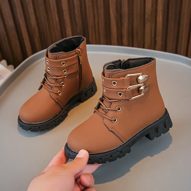 Children's Leather Boots Spring Autumn Girls Trend Short Boots 2025 Fashion Classic Black Kids Causal Ankle Boots Thick Bottom