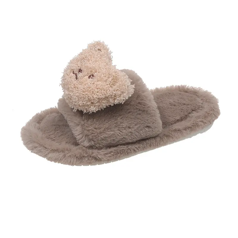 2025 Children Plush Slippers for Girls Winter New Fashion Korean Style Soft Bottom Anti-slippery Versatile Casual Open-toe Shoes