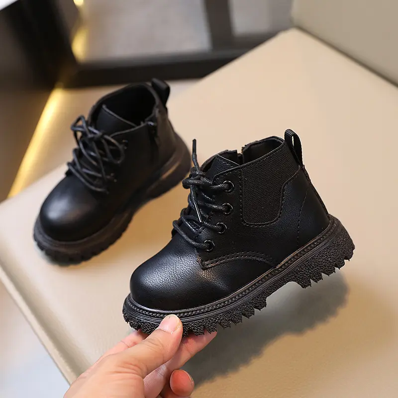 Children British Boots Retro Side Zip Kids Short Boots Non-slip Soft Bottom 2025 Autumn New Boys Girls Ankle Boots Soild Color
