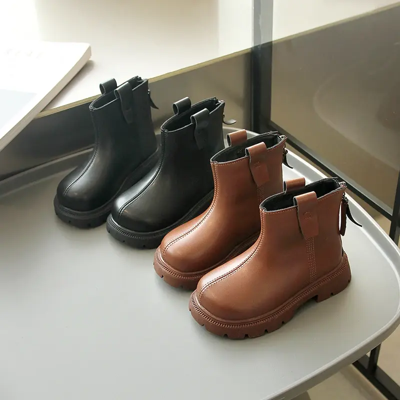 2024 Children Short Boots for Girls Autumn New Fashion Korean Style Soft Anti-slippery British Versatile Casual Leather Shoes