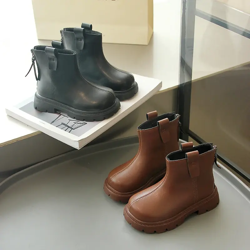2024 Children Short Boots for Girls Autumn New Fashion Korean Style Soft Anti-slippery British Versatile Casual Leather Shoes