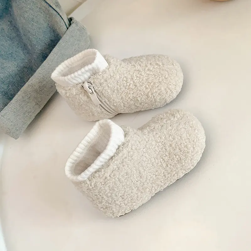 Kids Thermal Boots Warm Girls Furry Hairy Ankle Boots Simple Fashion Children's Outdoor Snow Boots Non-slip 2025 Winter New