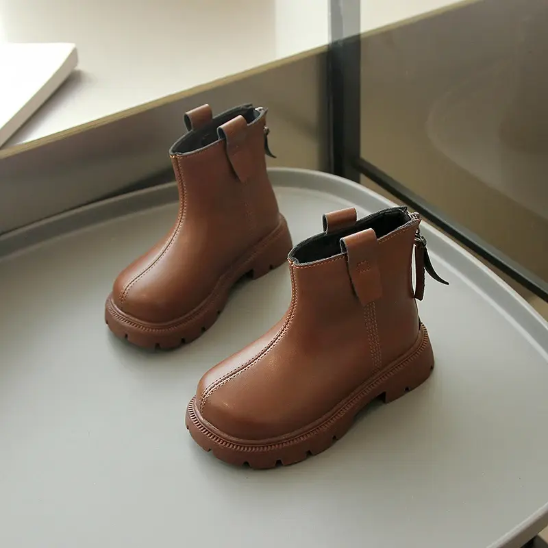 2024 Children Short Boots for Girls Autumn New Fashion Korean Style Soft Anti-slippery British Versatile Casual Leather Shoes