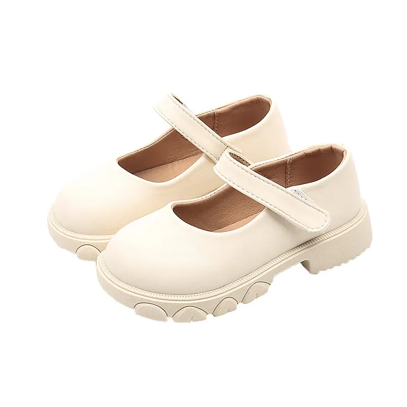 Girl Leather Shoes Spring Autumn Simple Children Shoes Fashion Black Beige Versatile School Causal Kids Princess Mary Jane Shoes