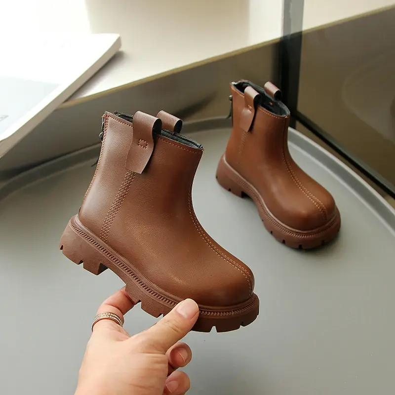 2024 Children Short Boots for Girls Autumn New Fashion Korean Style Soft Anti-slippery British Versatile Casual Leather Shoes