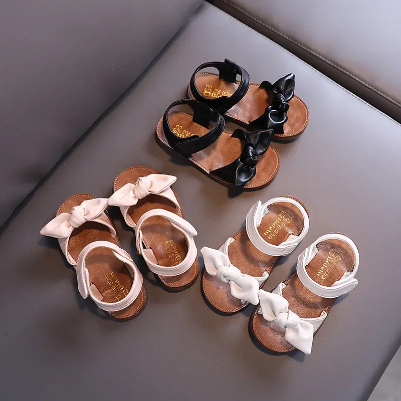 Casual Butterfly-knot Non-slip Soft Kid Toddler Baby Shoes Summer Korean Little Children's Girls Princess Open Toe Beach Sandals