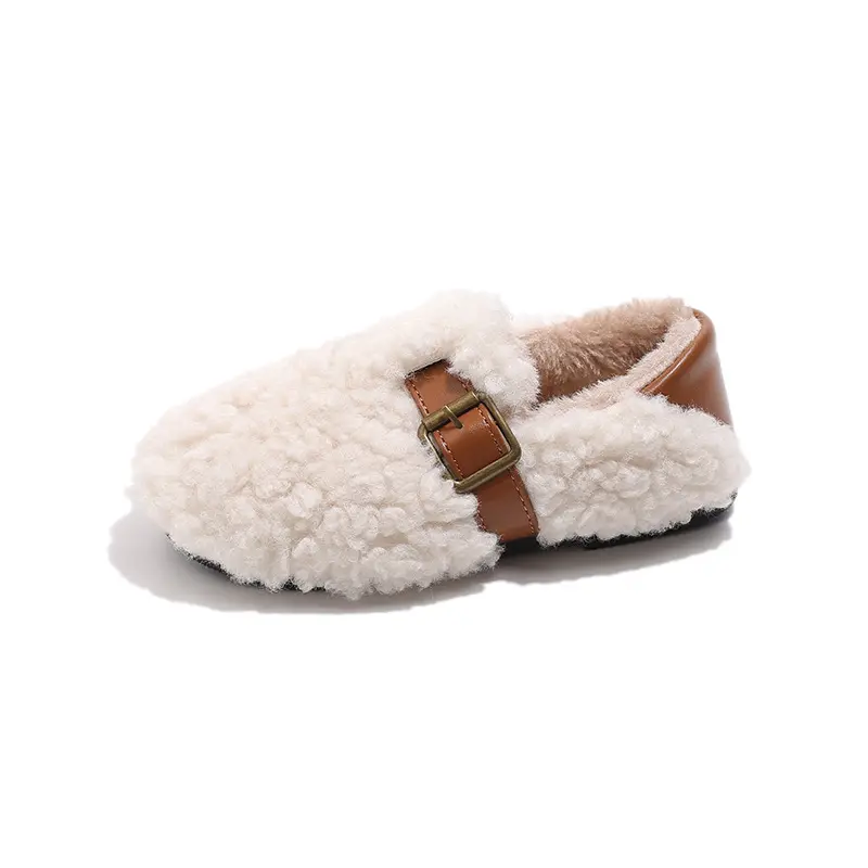Winter Children's Shoes 2024 New Girls Fluffy Cotton Shoes Soft Bottom Non-slip Kids Fashion Simple Plush Shoes Trend Versatile