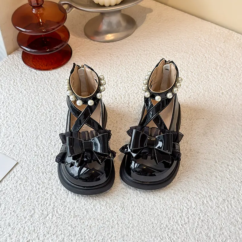 Girls Princess Leather Shoes Sweet Bowknot Kids Causal Mary Jane Shoes Ankle-strap Children Fashion Wedding Party Dress Shoes