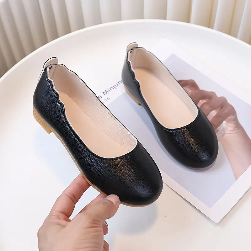 New Spring Autumn Girls' Flat Shoes Simple Solid Color Children's Leather Shoes Soft Bottom Versatile Ballet Loafers for Kids