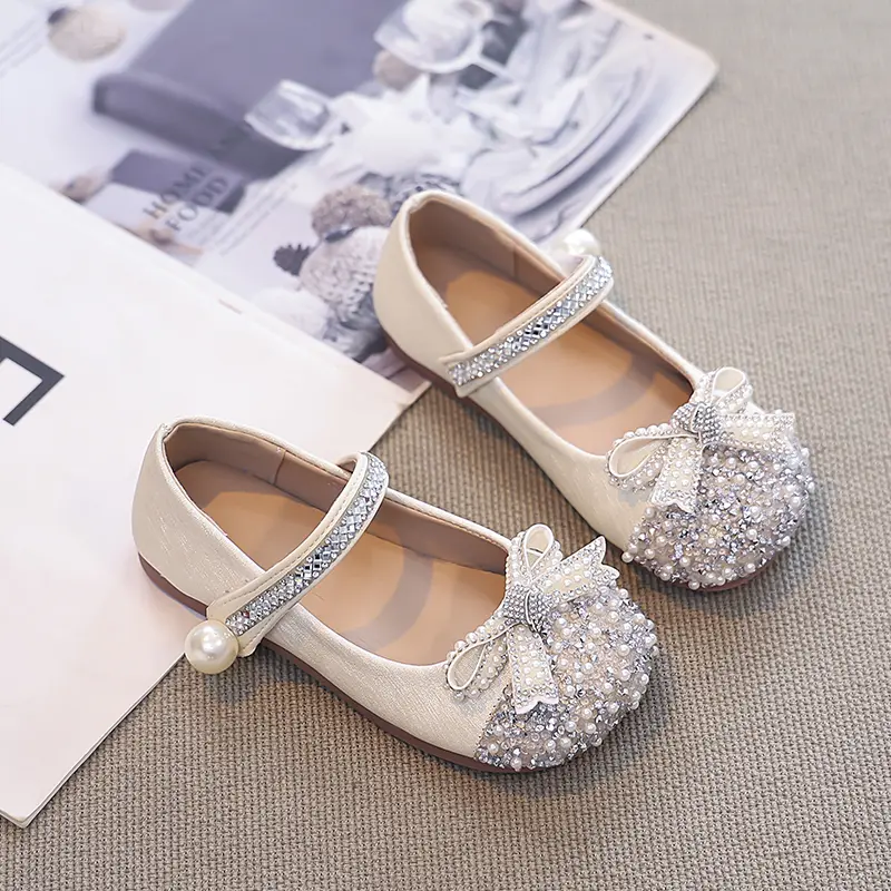 Sweet Children Fashion Girls Leather Shoes New Spring Autumn Kids Party Shoes Fashion Sequins Princess Causal Dress Flat Shoes