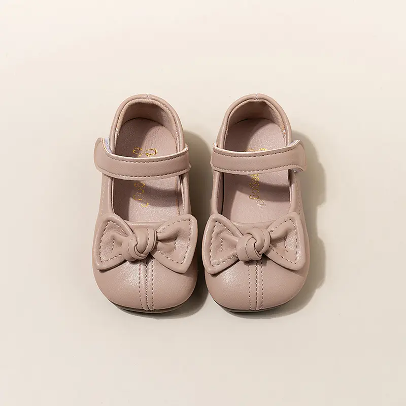 Girls Flats Leather Shoes Kids Princess Shoes with Bow-knot Fashion Baby First Walker Shoes Solid Color Spring Autumn 2025 New