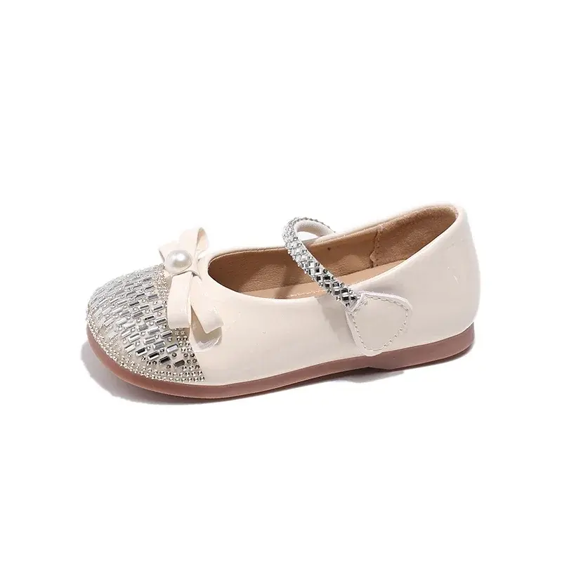 Girls Flat Shoes Round Toes Sweet Bows 2025 New Fashion Kids Princess Shoes Pu Leather Children Dance Shoes Wedding Ins Trendy