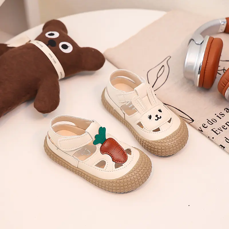 Cute Rabbit Little Girl Sandal Summer Hollow-out Children Causal Shoes Fashion Soft Bottom Versatile Kids Flat Sandals Anti-kick