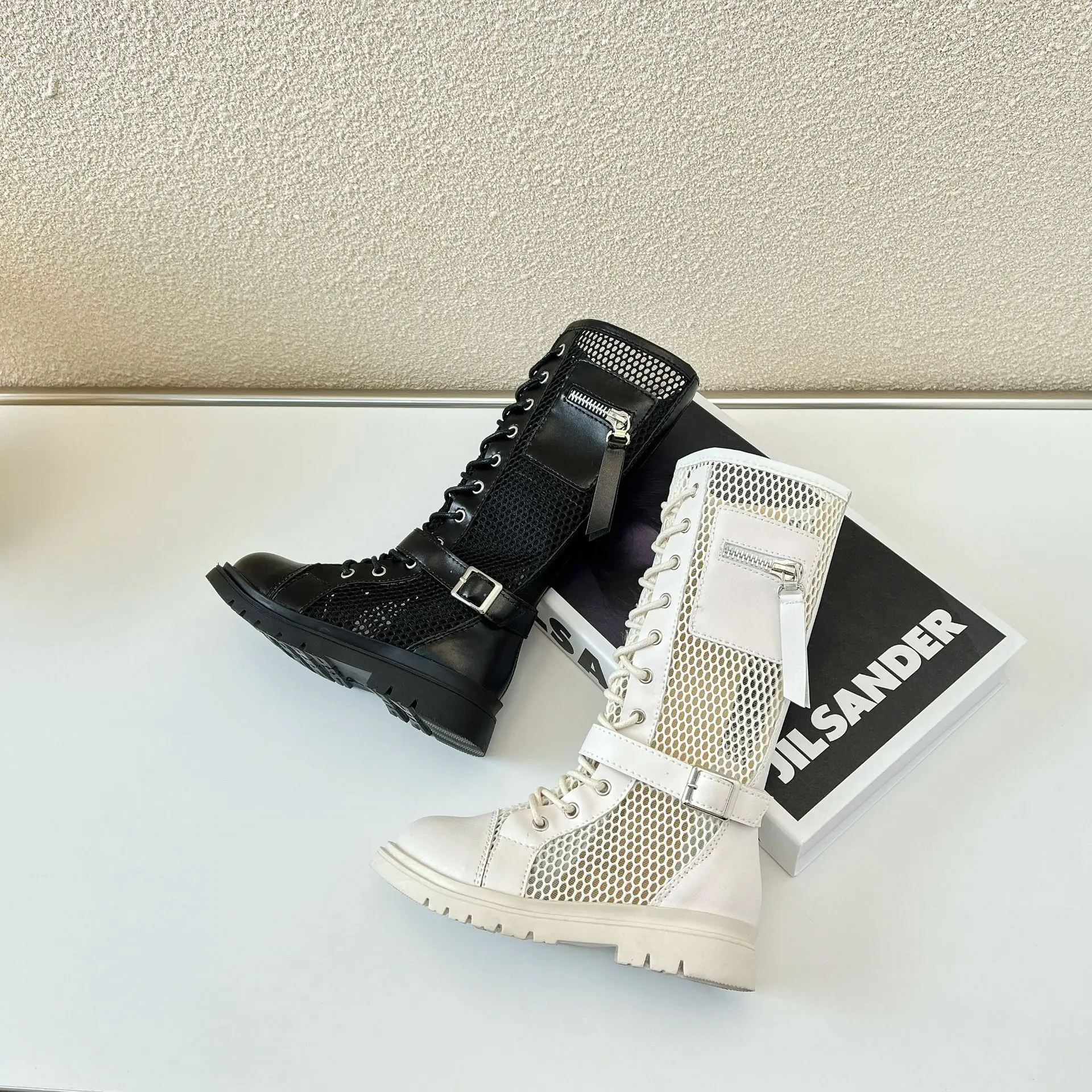Girls High Boots Breatheable Pocket Buckle Kids Fashion Casual Shoes 2023 Summer New Children Chic Princess Catwalk Shoes Simple