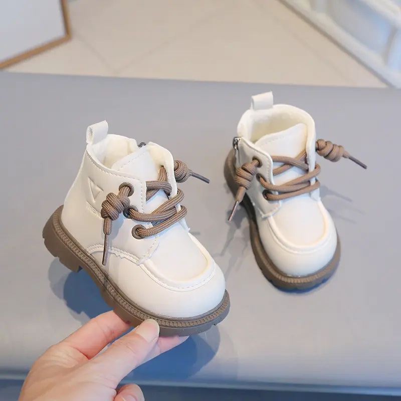 Baby Short Boots Thick Cotton for Toddler Kids Ankle Boots Soild Color 2025 Winter New Girls Leather Boots Soft Bottom Size15-25