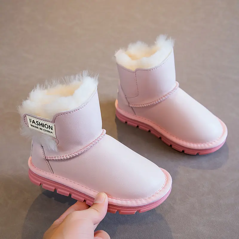 New Children's Winter Boots for Girl Fashion Warm Versatile Boy Snow Boots Trend Causal Kids Ankle Cotton Boots Thickened Plush
