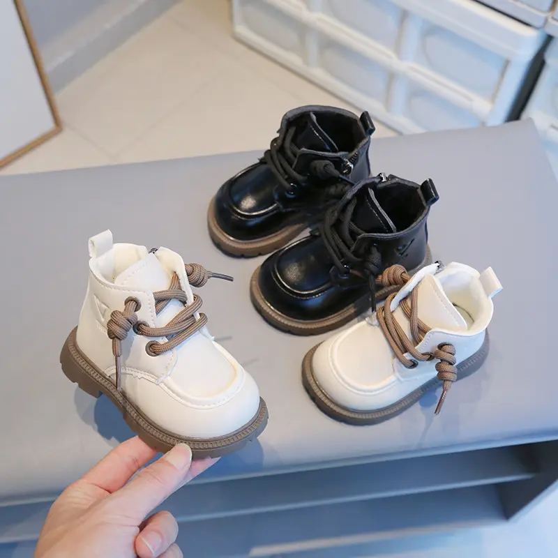 Baby Short Boots Thick Cotton for Toddler Kids Ankle Boots Soild Color 2025 Winter New Girls Leather Boots Soft Bottom Size15-25