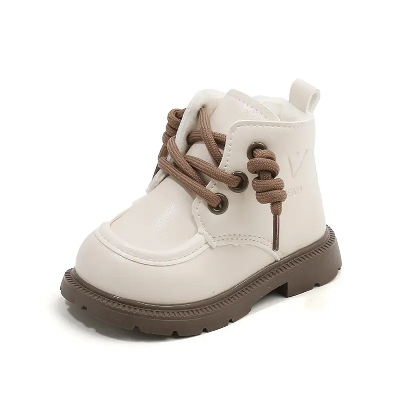 Baby Short Boots Thick Cotton for Toddler Kids Ankle Boots Soild Color 2025 Winter New Girls Leather Boots Soft Bottom Size15-25
