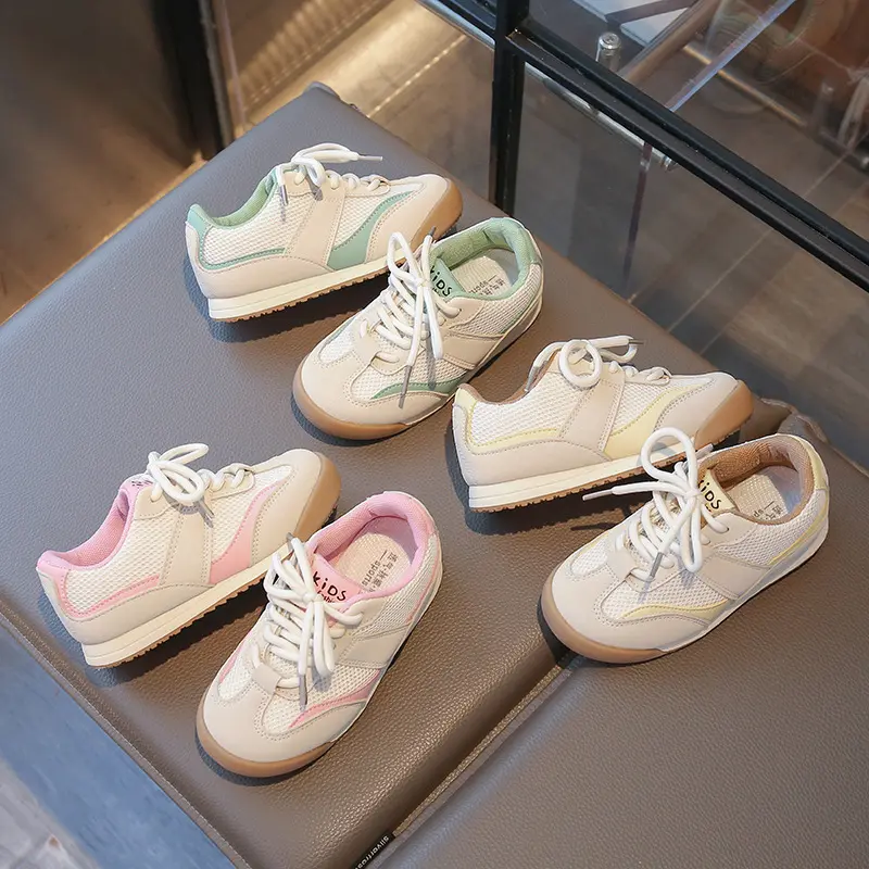 2025 New Girl Child Sport Shoe Spring Autumn Patchwork Toddler Fashion Causal Sneakers Mesh Breathable Kids School Running Shoes