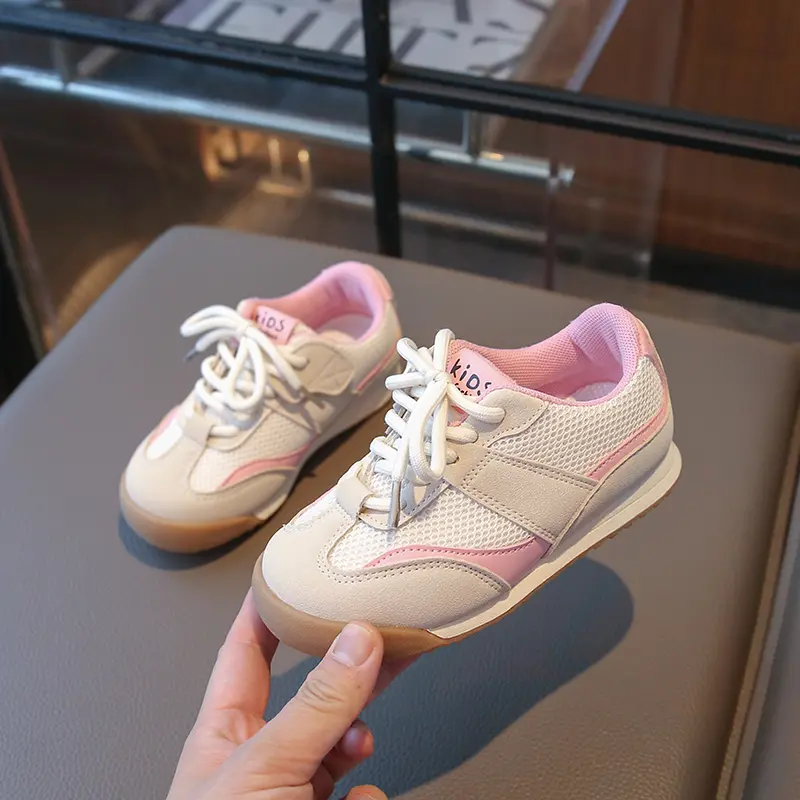 2025 New Girl Child Sport Shoe Spring Autumn Patchwork Toddler Fashion Causal Sneakers Mesh Breathable Kids School Running Shoes