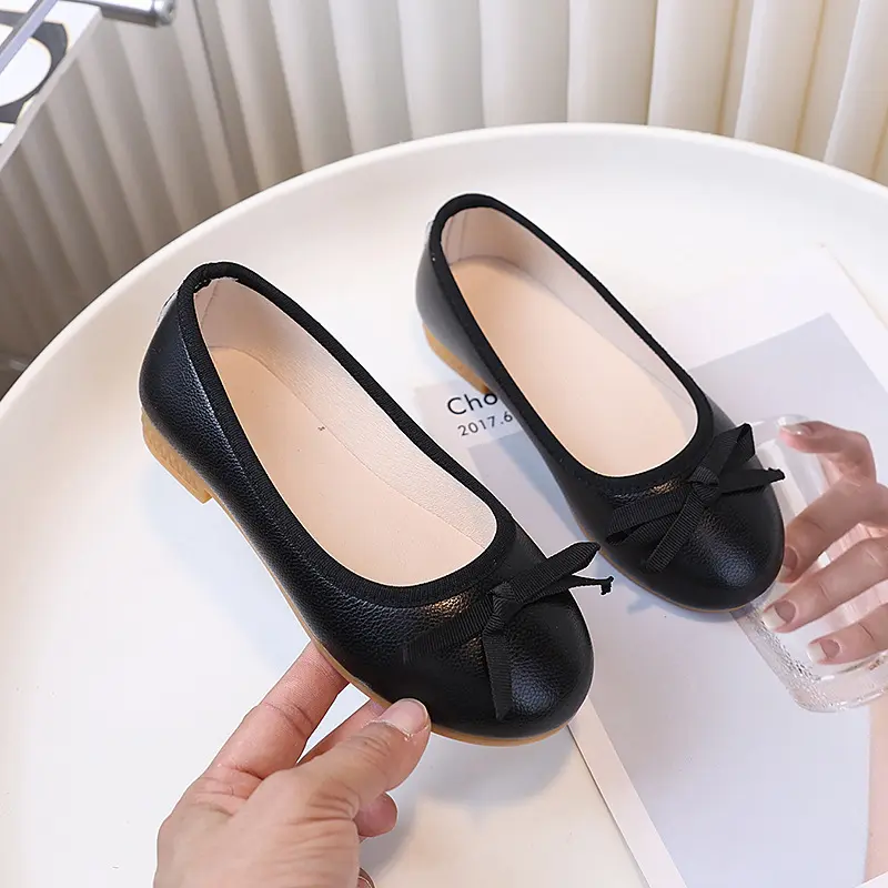 2025 New Children's Loafers Simple Spring Autumn Girls Leather Shoes Sweet Bowknot Versatile Kids Fashion Princess Ballet Shoes