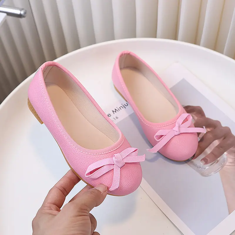 2025 New Children's Loafers Simple Spring Autumn Girls Leather Shoes Sweet Bowknot Versatile Kids Fashion Princess Ballet Shoes