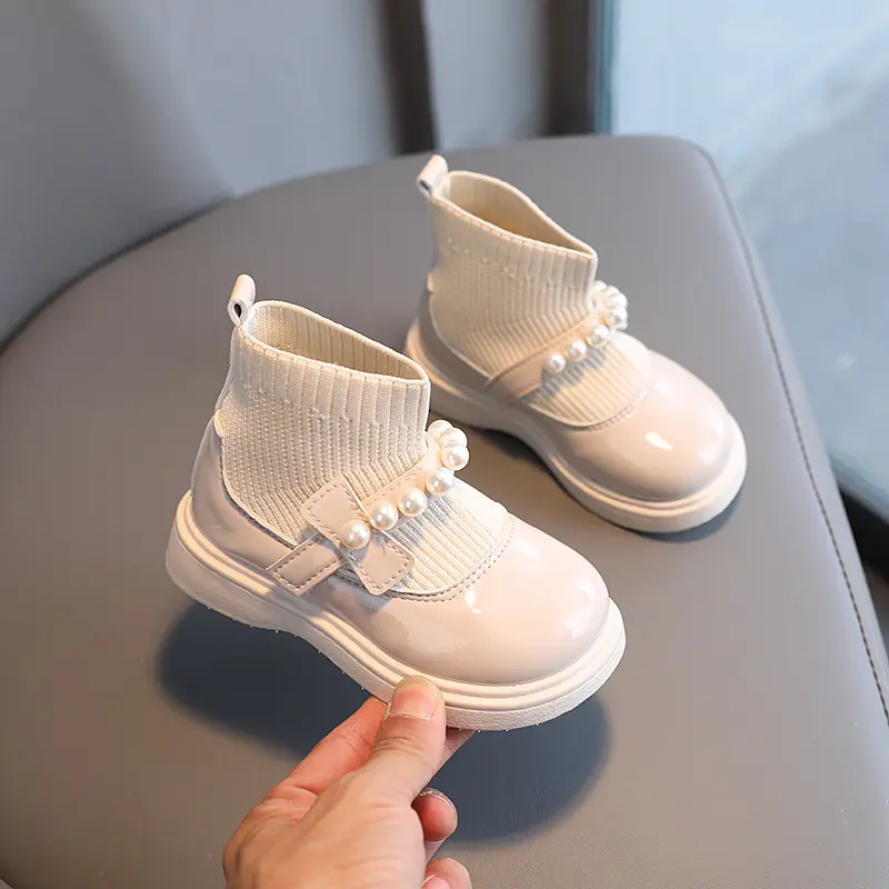Girls Fashion Leather Shoes Korean Style Kids Princess Boots Pu Round Toes 2025 Winter New Children Casual Boots Soft Warm Fur