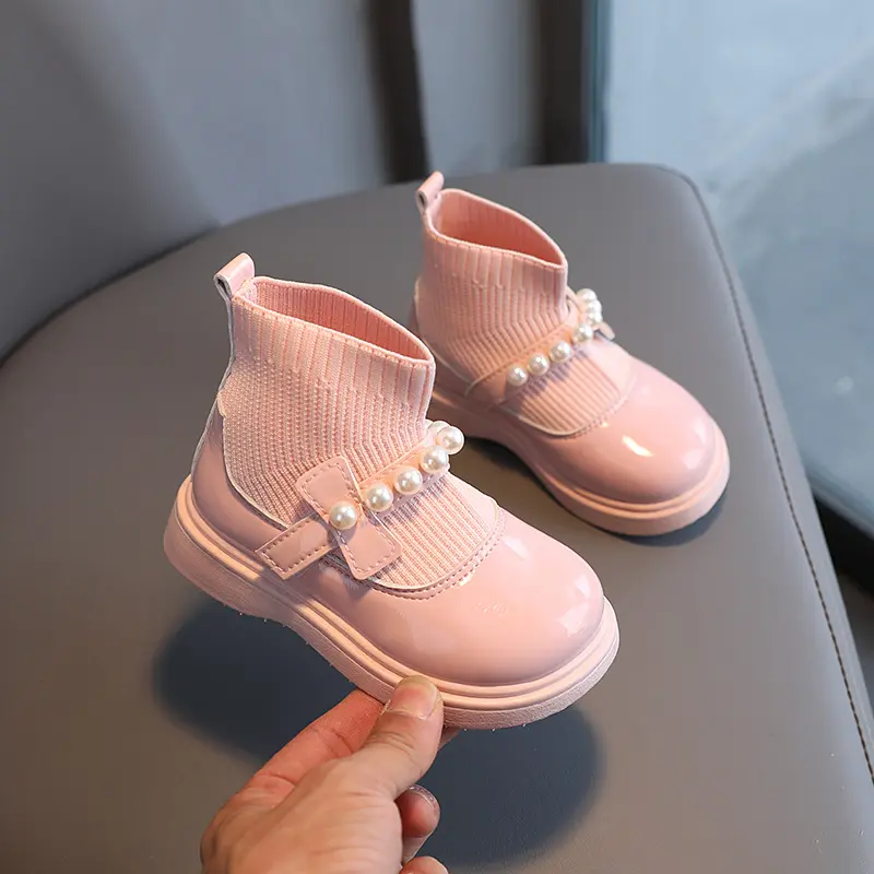Girls Fashion Leather Shoes Korean Style Kids Princess Boots Pu Round Toes 2025 Winter New Children Casual Boots Soft Warm Fur