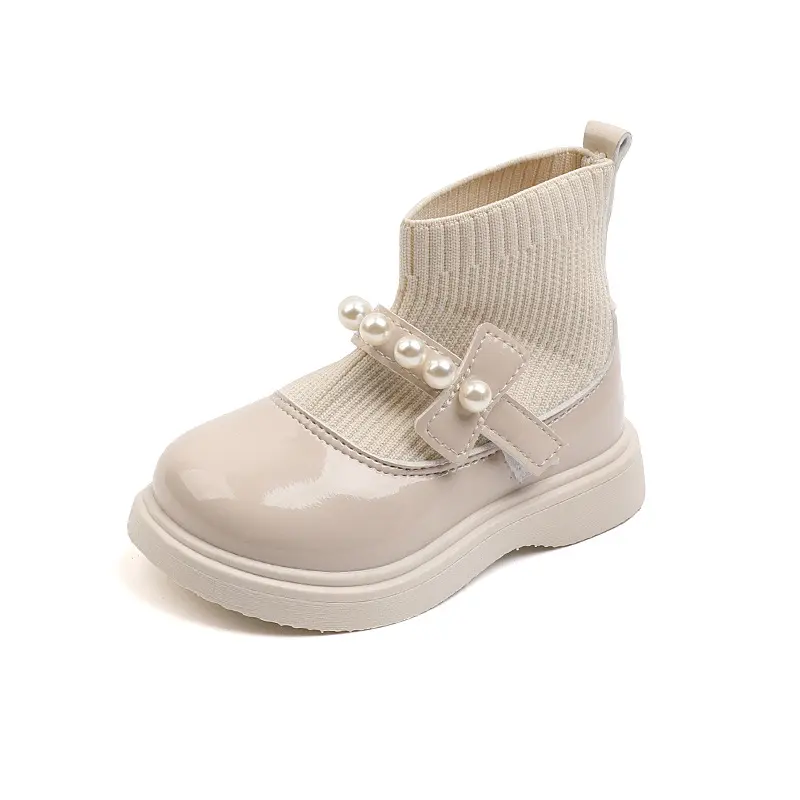 Girls Fashion Leather Shoes Korean Style Kids Princess Boots Pu Round Toes 2025 Winter New Children Casual Boots Soft Warm Fur