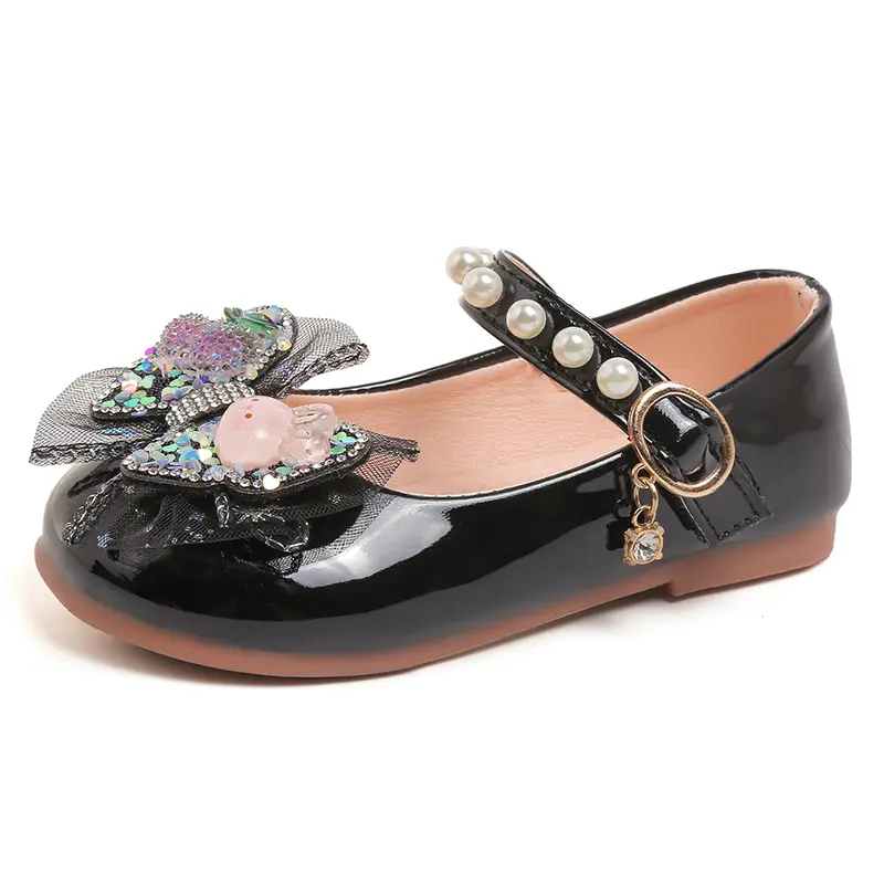 Sweet Kids MaryJanes Round Toes Lace Bows Girls Dance Shoes Cute Lace Bows 2025 Spring Autumn Children Flat Shoes Non-slip Soft