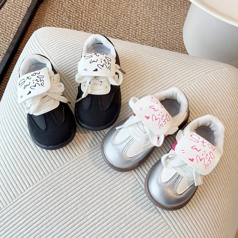 Baby Walking Shoes Princess Style Soft Bottom Kids Casual Shoes Toes Capped 2025 Autumn New Girls Skate Shoes Striped Size 16-25