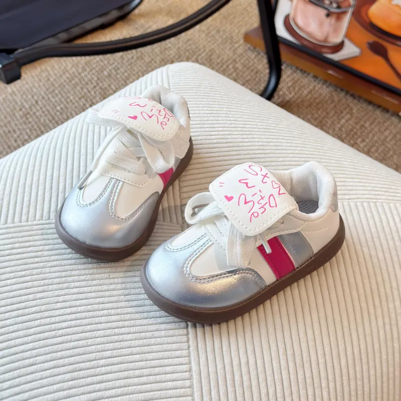 Baby Walking Shoes Princess Style Soft Bottom Kids Casual Shoes Toes Capped 2025 Autumn New Girls Skate Shoes Striped Size 16-25