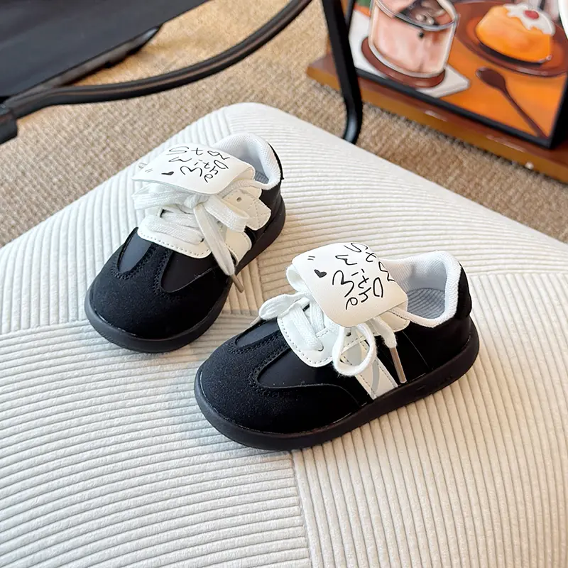Baby Walking Shoes Princess Style Soft Bottom Kids Casual Shoes Toes Capped 2025 Autumn New Girls Skate Shoes Striped Size 16-25