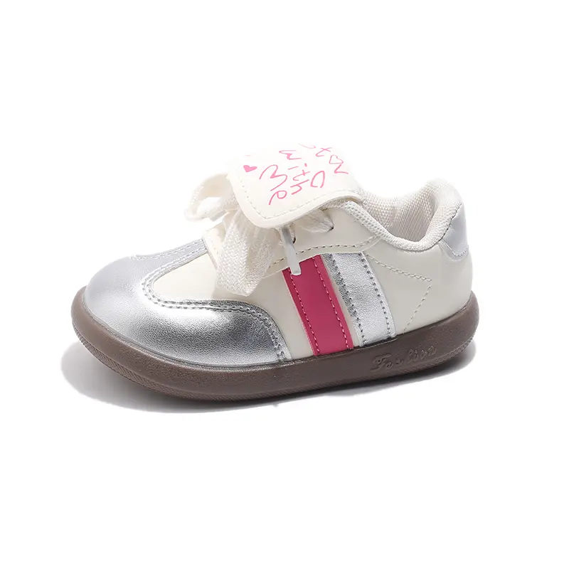 Baby Walking Shoes Princess Style Soft Bottom Kids Casual Shoes Toes Capped 2025 Autumn New Girls Skate Shoes Striped Size 16-25