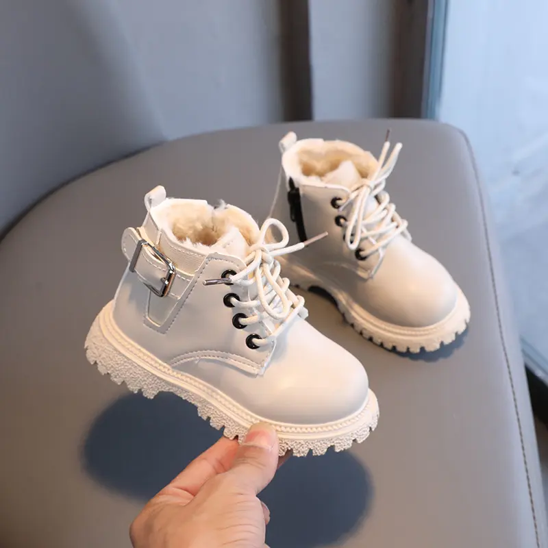 Kids Warm Boots with Thick Fur Children Ankle Boots Fashion Side Zip 2025 Winter New Boys Girls Short Boots Soft Bottom Trendy
